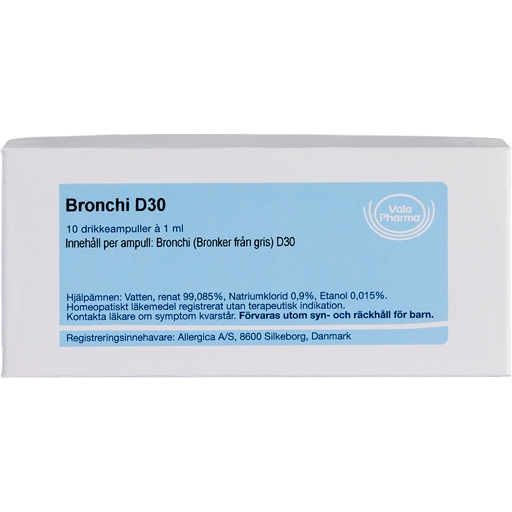 Bronchi D30 ampuller - homøopatisk lægemiddel fra Allergica