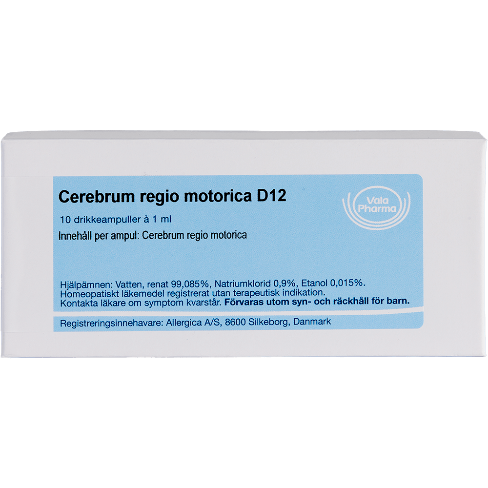 Cerebrum regio motorica D12 ampuller - homøopatisk lægemiddel fra Allergica