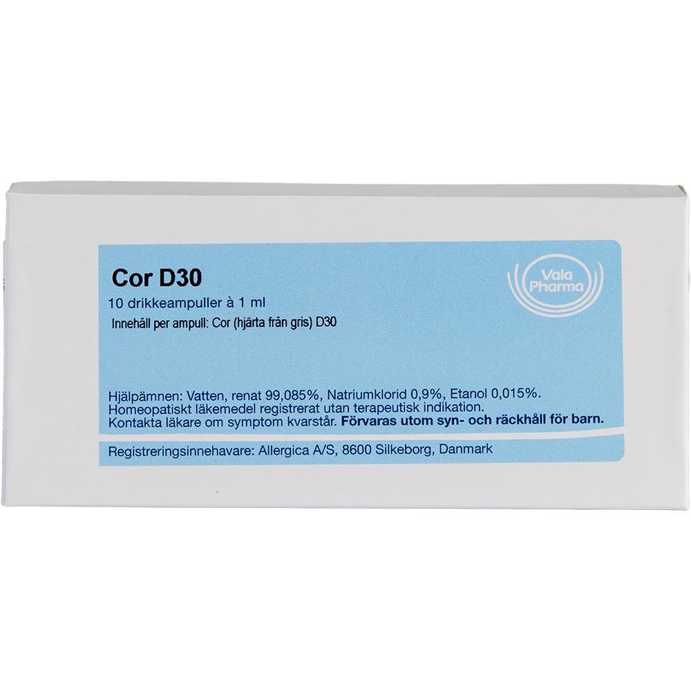 Cor D30 ampuller - homøopatisk lægemiddel fra Allergica
