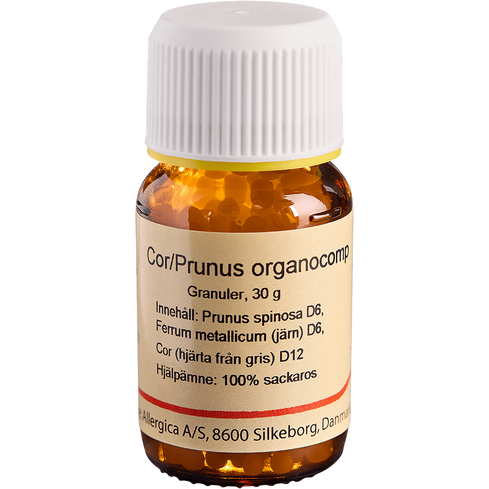 Cor/Prunus organocomp sukkerkugler - homøopatisk lægemiddel fra Allergica