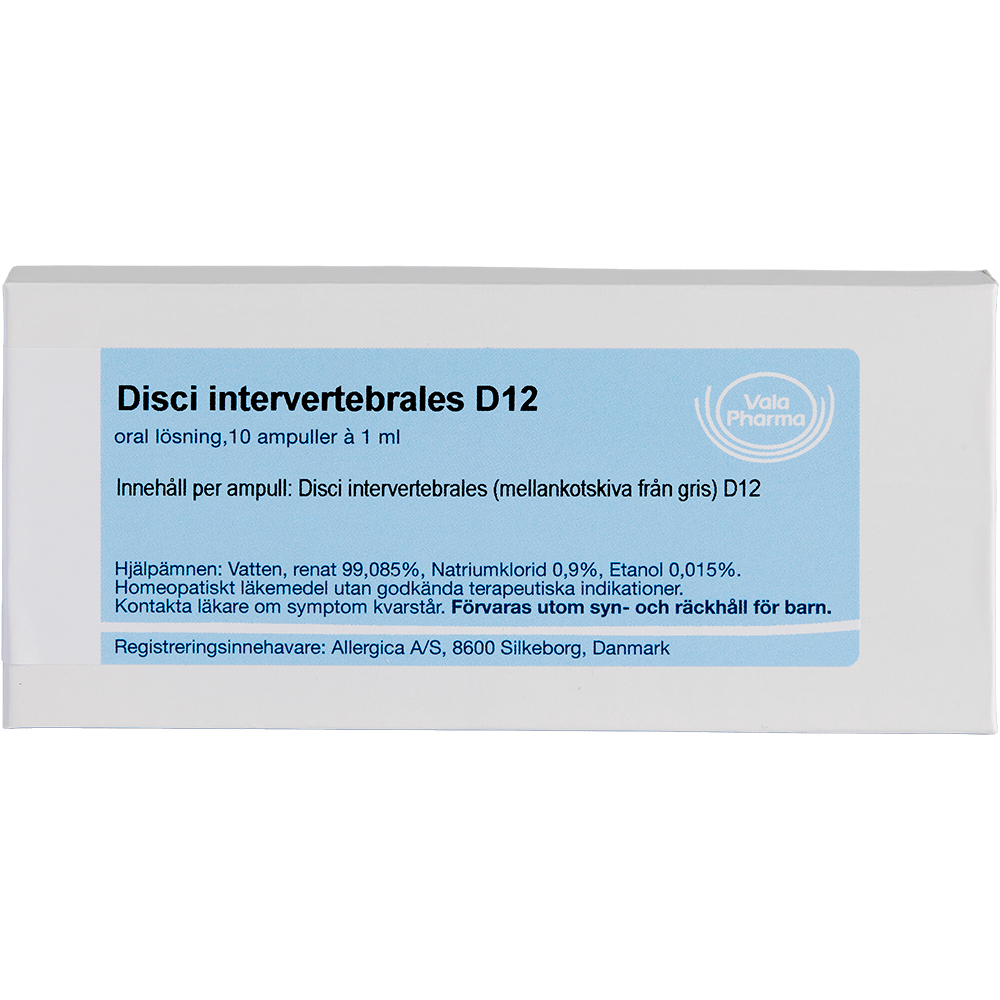 Disci intervertebrales D12 ampuller - homøopatisk lægemiddel fra Allergica
