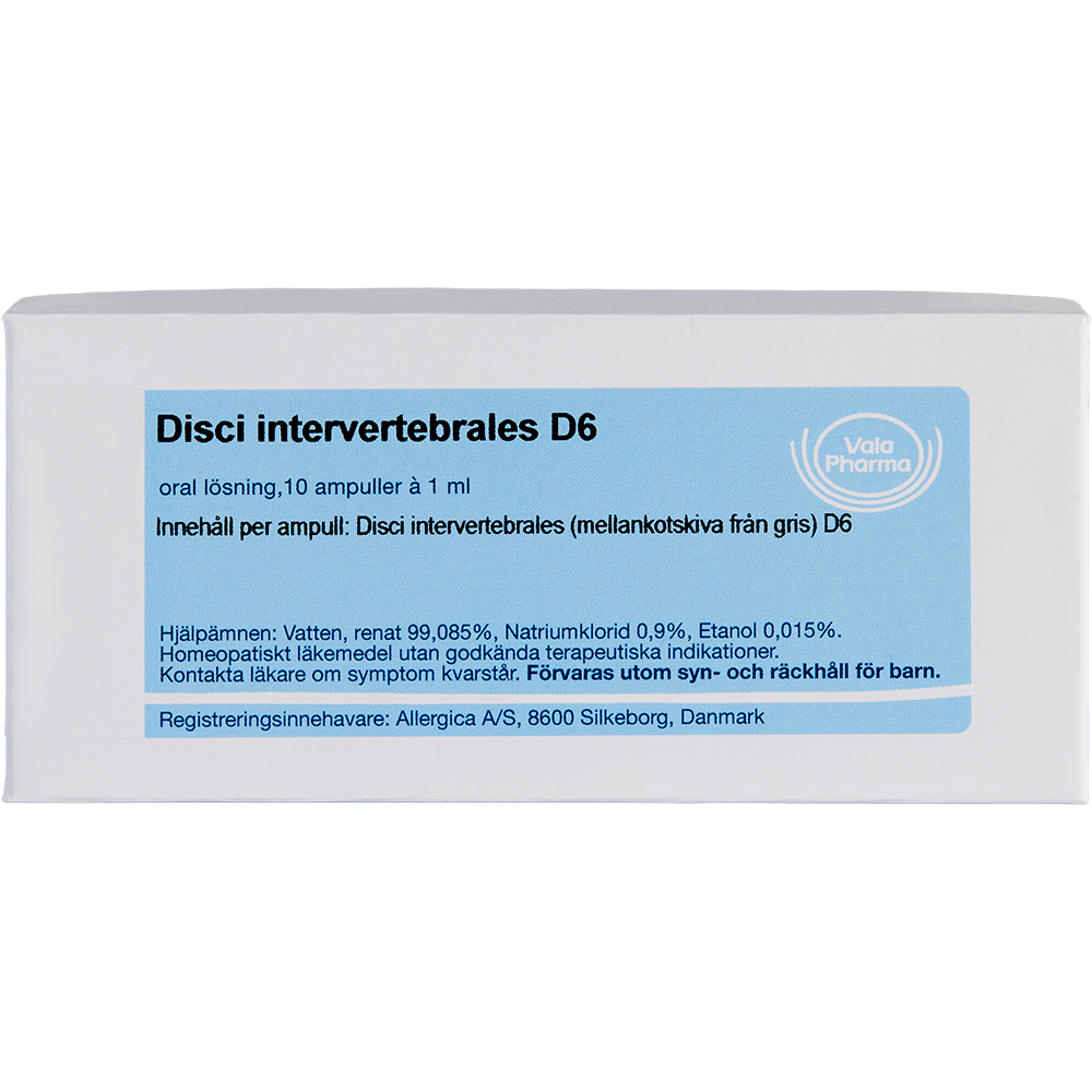 Disci intervertebrales D6 ampuller - homøopatisk lægemiddel fra Allergica