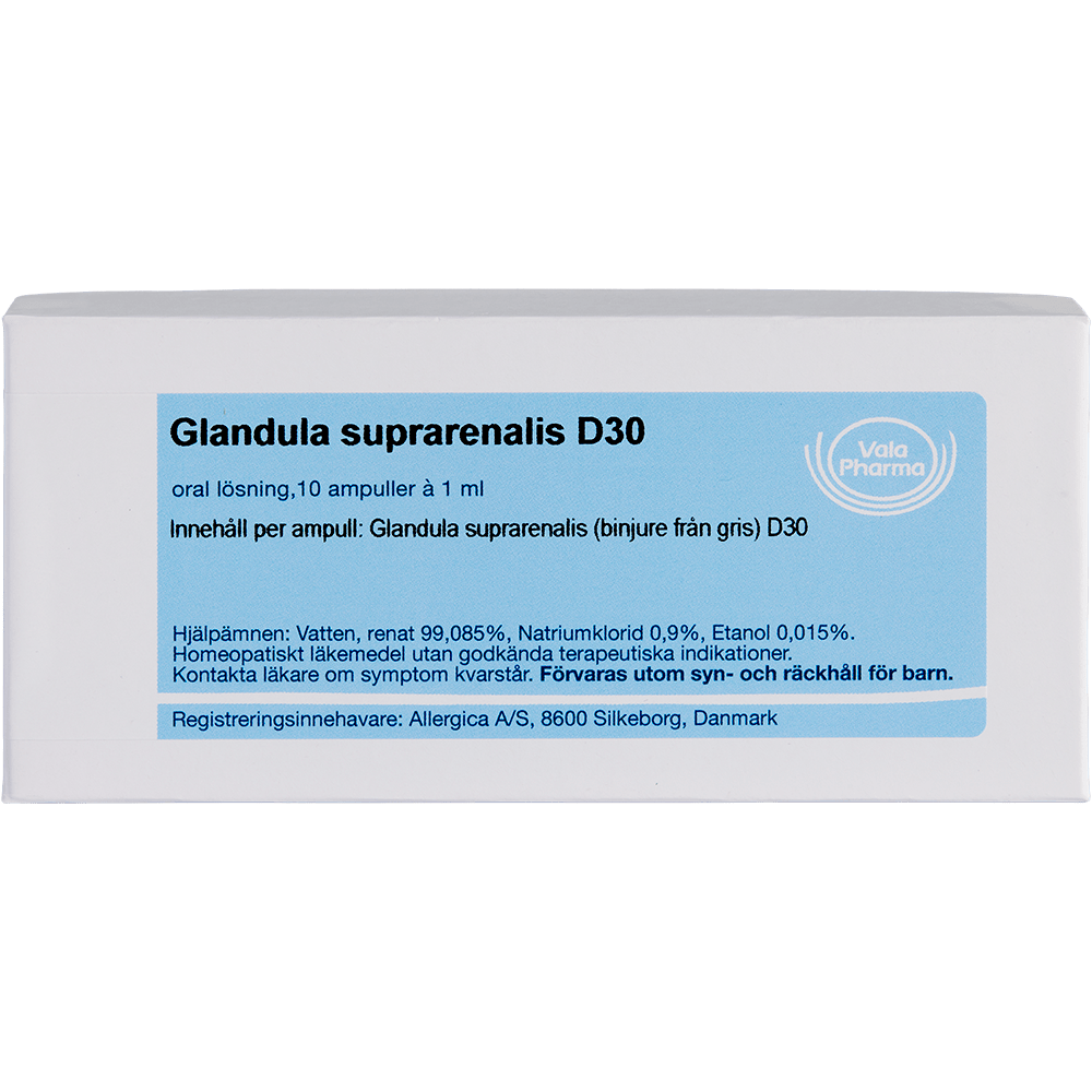 Glandula suprarenalis D30 ampuller - homøopatisk lægemiddel fra Allergica