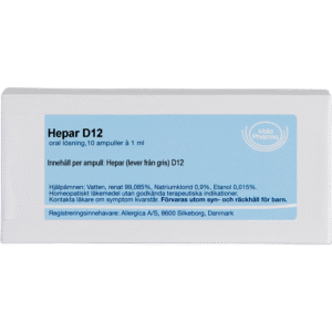 Hepar D12 ampuller - homøopatisk lægemiddel fra Allergica