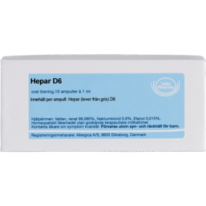 Hepar D6 ampuller - homøopatisk lægemiddel fra Allergica