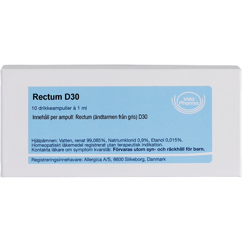 Rectum D30 ampuller - homøopatisk lægemiddel fra Allergica