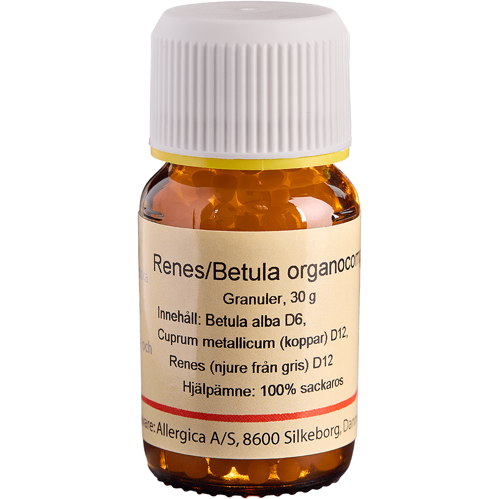 Renes/Betula organocomp sukkerkugler - homøopatisk lægemiddel fra Allergica