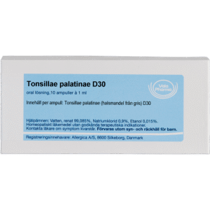 Tonsillae palatinae D30 ampuller - homøopatisk lægemiddel fra Allergica