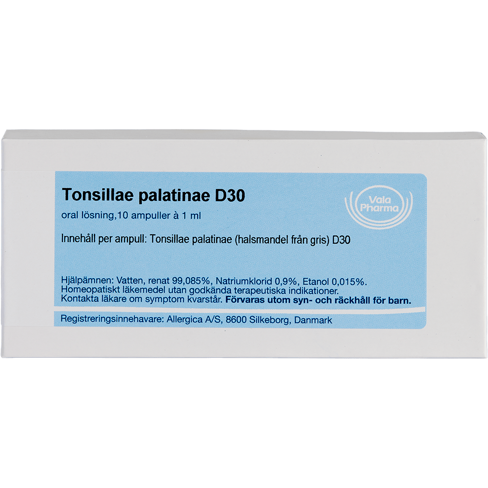 Tonsillae palatinae D30 ampuller - homøopatisk lægemiddel fra Allergica