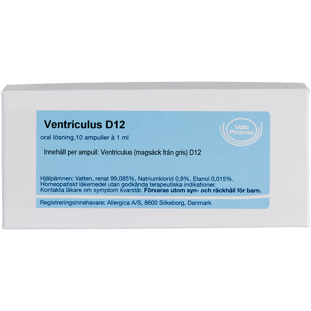 Ventriculus D12 ampuller - homøopatisk lægemiddel fra Allergica