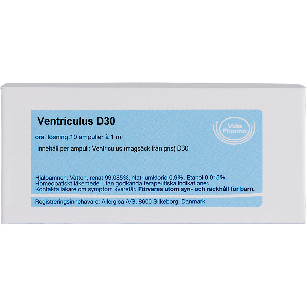 Ventriculus D30 ampuller - homøopatisk lægemiddel fra Allergica