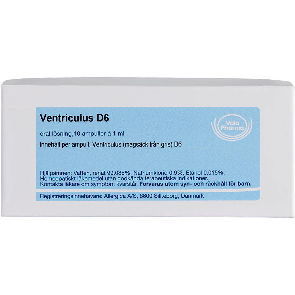 Ventriculus D6 ampuller - homøopatisk lægemiddel fra Allergica